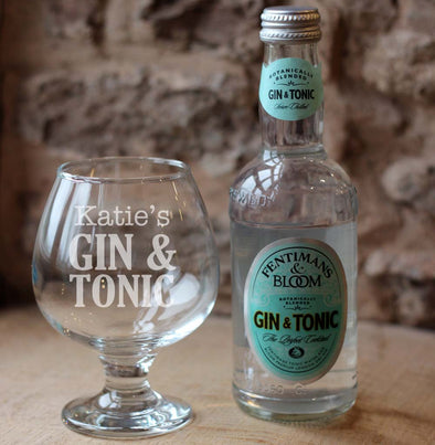 Personalised Gin & Tonic glass and Fentimans bottle