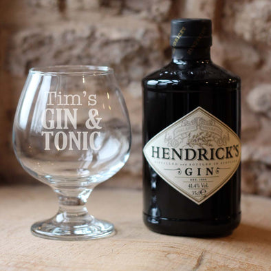 Personalised Gin & Tonic glass and Gordon's Gin bottle (not Hendricks as shown in the picture)