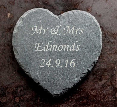 Personalised Heart Slate Coaster - PersonalisedGoodies.co.uk