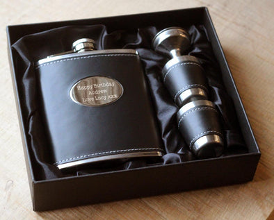 SLIGHT SECONDS Personalised Hip Flask with tumblers funnel and FREE Gift Box